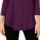 JM Collection Top feminino com decote redondo, roxo, tamanho XX-G