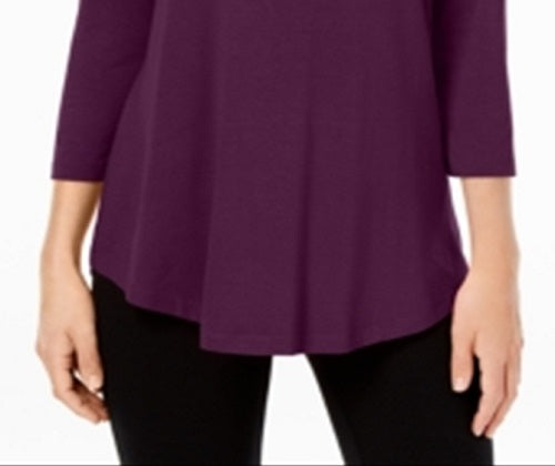 JM Collection Top feminino com decote redondo, roxo, tamanho XX-G