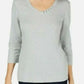 Karen Scott Blusa Feminina Cinza Mesclado Manga 3/4 Gola Joia Cinza Tamanho P