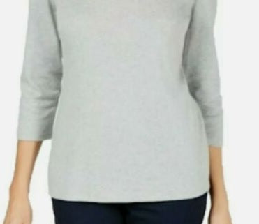 Karen Scott Blusa Feminina Cinza Mesclado Manga 3/4 Gola Joia Cinza Tamanho P