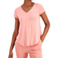 Blusa de malha com decote em V Alfani feminina, rosa, tamanho X-S