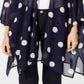 Cardigan aberto de manga comprida com bolinhas Anne Klein feminino, azul, tamanho pequeno