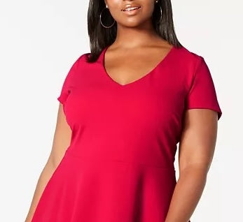 Vestido feminino estilo skater plus size da B Darlin, vermelho, tamanho 16