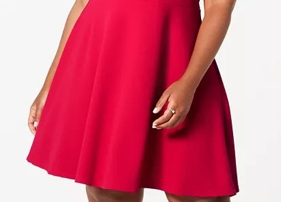 Vestido feminino estilo skater plus size da B Darlin, vermelho, tamanho 16