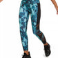 Leggings femininas Ideology com acabamento em malha camuflada abstrata, azul-marinho, tamanho X-S