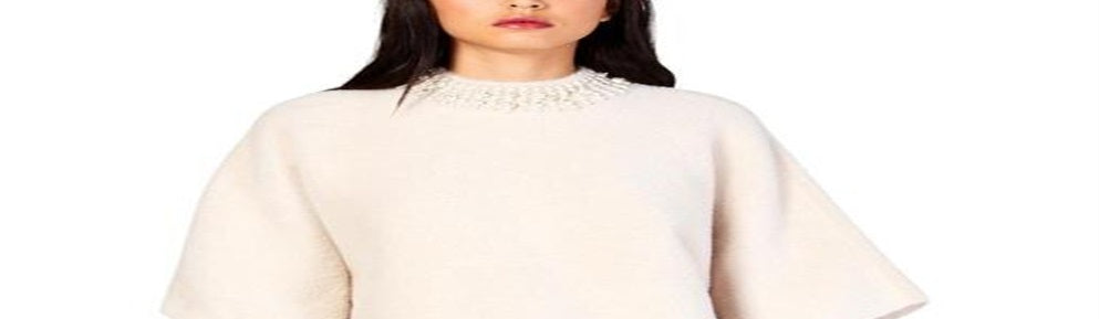 Suéter feminino Alfani com gola embelezada, branco, tamanho G