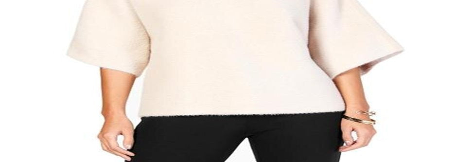 Suéter feminino Alfani com gola embelezada, branco, tamanho G