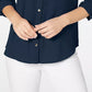 Camisa feminina Charter Club Petite Solid com botões, azul, tamanho pequeno, médio