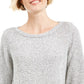 Blusa feminina Karen Scott estampada, manga 3/4, gola redonda, cinza, tamanho médio