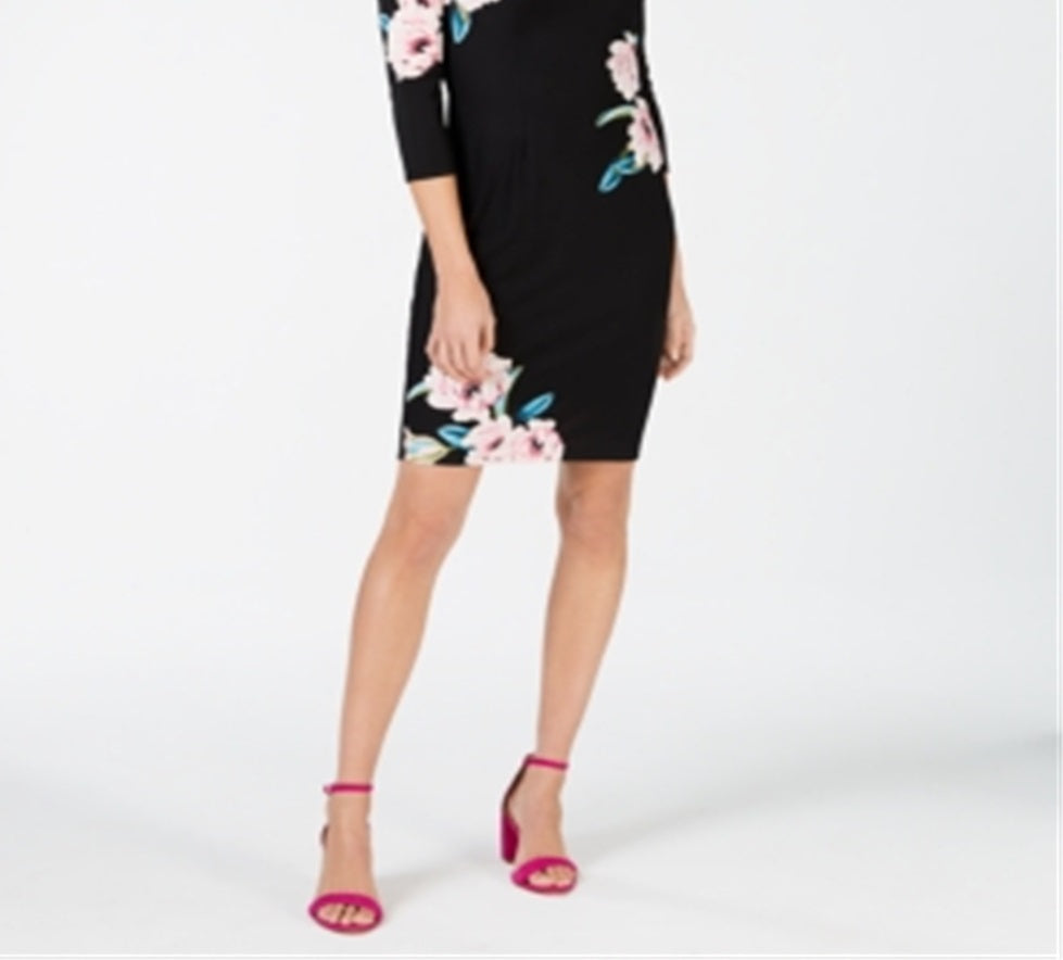 Vestido tubinho floral feminino INC International Concepts, preto, tamanho 2XL
