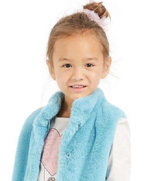 Colete de pele sintética infantil Epic Threads para meninas, azul, tamanho 3T