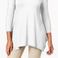 JM Collection Blusa feminina com decote em V e bainha em lenço, branca, tamanho grande