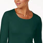 Karen Scott Top feminino de algodão com decote redondo, tamanho G, verde