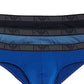 Emporio Armani Masculino Monogram Pacote com 3 Cuecas Azul Tamanho Grande