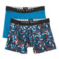 Pacote com 2 cuecas boxer de algodão Boss masculinas, azul, tamanho pequeno