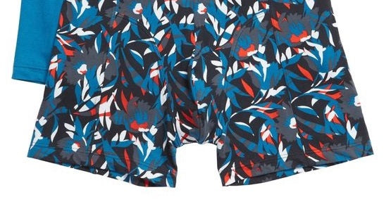 Pacote com 2 cuecas boxer de algodão Boss masculinas, azul, tamanho pequeno