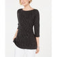 Karen Scott Blusa feminina com decote canoa e tingimento espacial, preta, tamanho GG