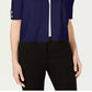 Cardigan feminino JM Collection com frente aberta e mangas curtas, azul, tamanho pequeno