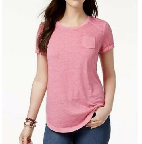 Camiseta feminina Burnout Style &amp; Co, rosa, tamanho grande