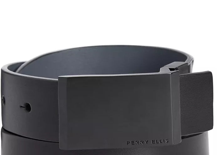 Cinto social reversível de couro masculino Perry Ellis, preto, tamanho 38