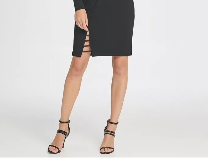 Vestido tubinho com recortes e contas DKNY feminino, preto, tamanho 2