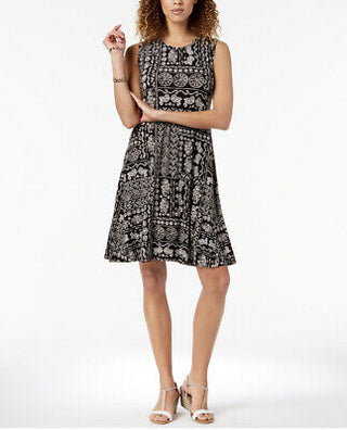 Vestido feminino estampado estilo &amp; co, preto e branco, tamanho pequeno P