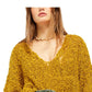 Suéter texturizado com decote em V feminino Free People tamanho amarelo tamanho grande