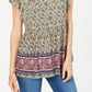 Top peplum estampado com mangas esvoaçantes feminino Style &amp; Co, verde, tamanho PP