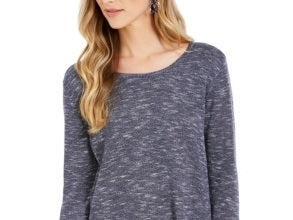 Suéter túnica mesclado com acabamento em ponta estilo &amp; co feminino, azul, tamanho extrapequeno