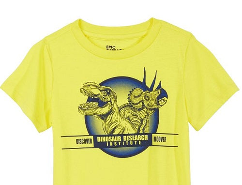 Camiseta infantil Epic Threads Little Boy's Dino Research, amarela, tamanho 6