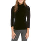 Blusa de veludo com gola falsa feminina Anne Klein, preta, tamanho médio
