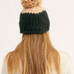 Gorro feminino Free People Cozy Up Colorblock Pom, preto, tamanho regular