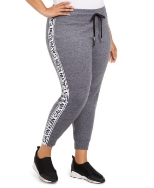 Calça de moletom feminina Calvin Klein Plus Logo cinza tamanho 3X