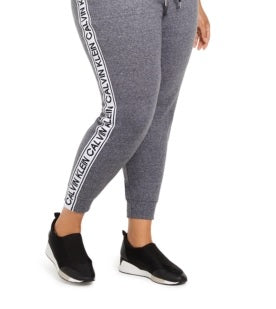 Calça de moletom feminina Calvin Klein Plus Logo cinza tamanho 3X