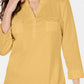 Blusa feminina Karen Scott com decote dividido e tecido laranja, tamanho pequeno