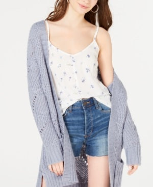 Blusa feminina estampada com botões e detalhes em rosa hippie, tamanho médio, branca