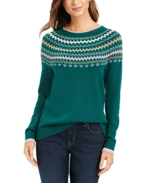 Suéter estampado feminino Charter Club verde tamanho pequeno GG