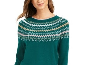 Suéter estampado feminino Charter Club verde tamanho pequeno GG