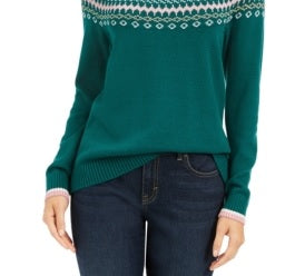 Suéter estampado feminino Charter Club verde tamanho pequeno GG