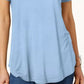 JM Collection Blusa feminina com bainha curta azul tamanho pequeno P