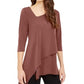 Blusa feminina Alfani com bainha assimétrica e manga 3/4, tamanho XX-G