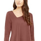 Blusa feminina Alfani com bainha assimétrica e manga 3/4, tamanho XX-G