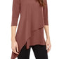 Blusa feminina Alfani com bainha assimétrica e manga 3/4, tamanho XX-G