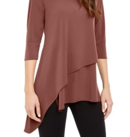 Blusa feminina Alfani com bainha assimétrica e manga 3/4, tamanho XX-G