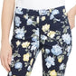 Calça jeans feminina Charter Club skinny cropped estampada preta floral tamanho 16