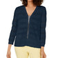 Cardigan listrado Pointelle feminino Charter Club, azul, tamanho X-S