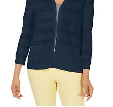 Cardigan listrado Pointelle feminino Charter Club, azul, tamanho X-S