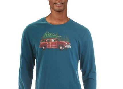 Camiseta masculina Club Room Woodie Wagon para festa de fim de ano, verde, tamanho XX-G