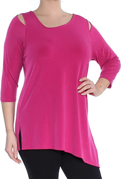 Blusa feminina Alfani com recorte frontal e ombros descobertos, rosa, tamanho pequeno
