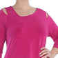 Blusa feminina Alfani com recorte frontal e ombros descobertos, rosa, tamanho pequeno